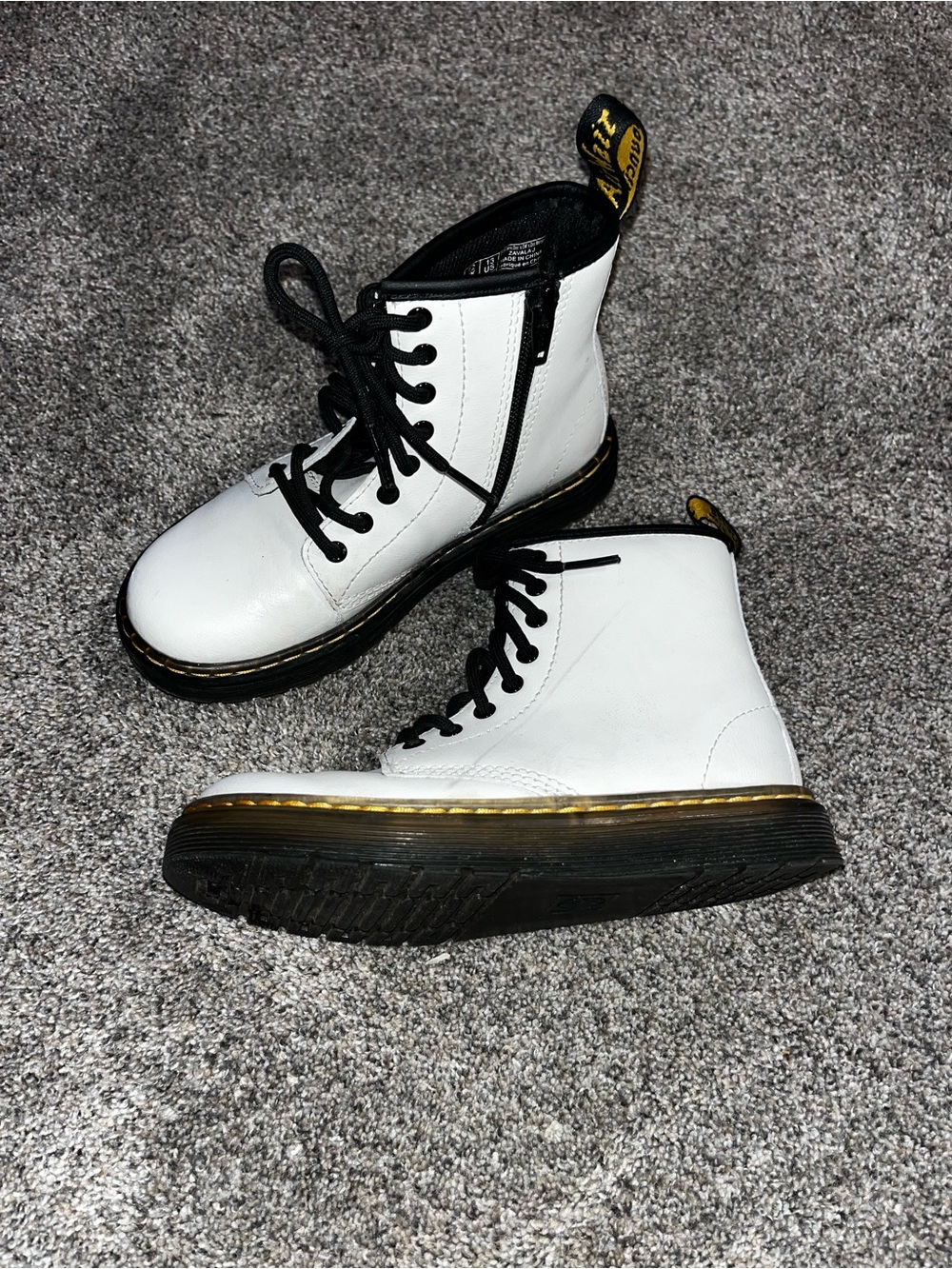 Doc Martens kids white boots euc 13c